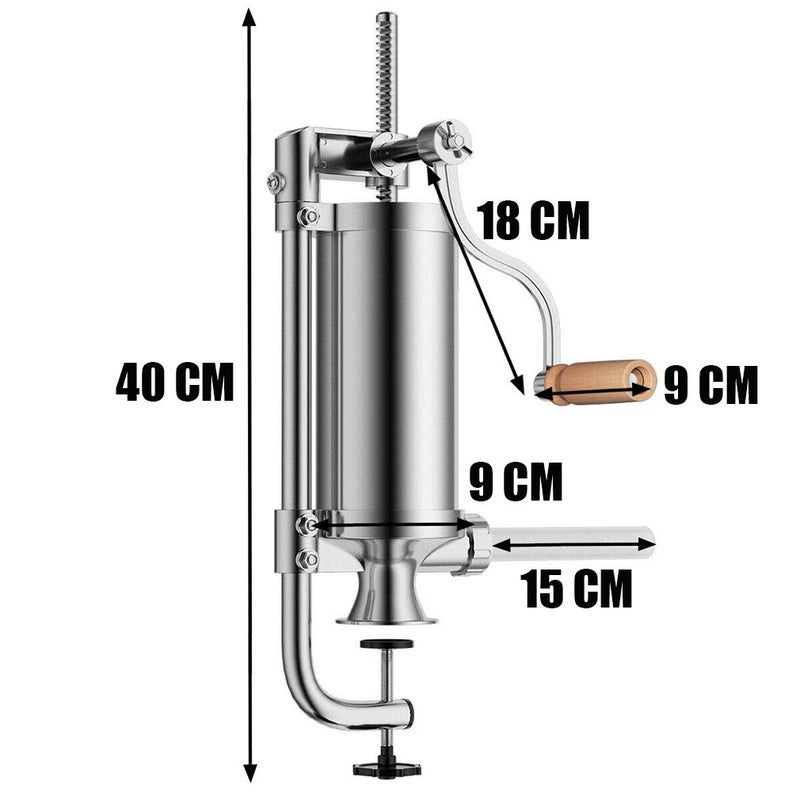 Meao Sausage Filler Stuffer Home Made Machine - Stainless Steel Vertical Sausage Maker with Suction Base and Manual Crank for Household Use or Commercial - Capacity 2.5 LBS #1 - Image 5